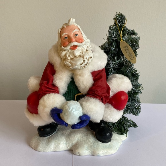 Possible Dreams Other - Vintage Possible Dreams Squatting Santa with a Snowball and Tree - Christmas
